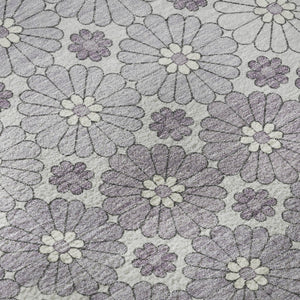 HomeRoots 8' Modern Geometric Lavender Gray & Silver Washable Round Rug with UV Protection for Stylish Spaces 696869