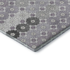 HomeRoots 9' X 12' Stylish Lavender Gray & Silver Geometric Area Rug - Washable, UV Protected & Durable Design 696871