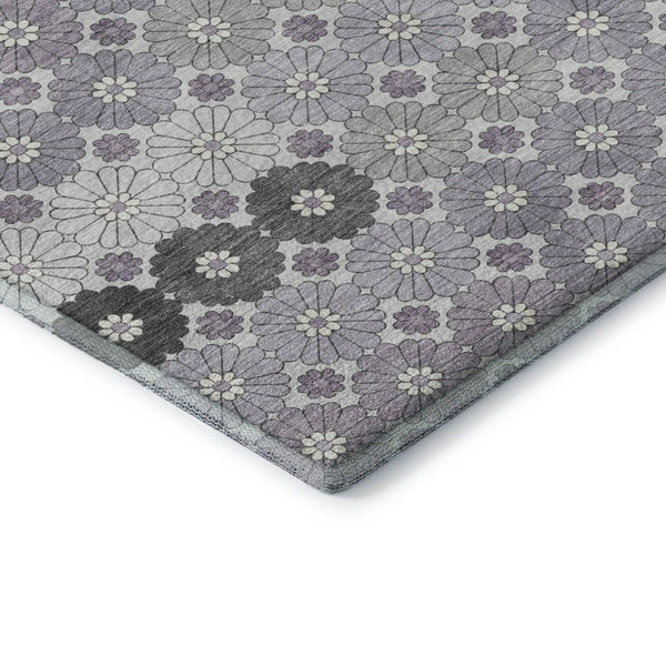 HomeRoots 9' X 12' Stylish Lavender Gray & Silver Geometric Area Rug - Washable, UV Protected & Durable Design 696871
