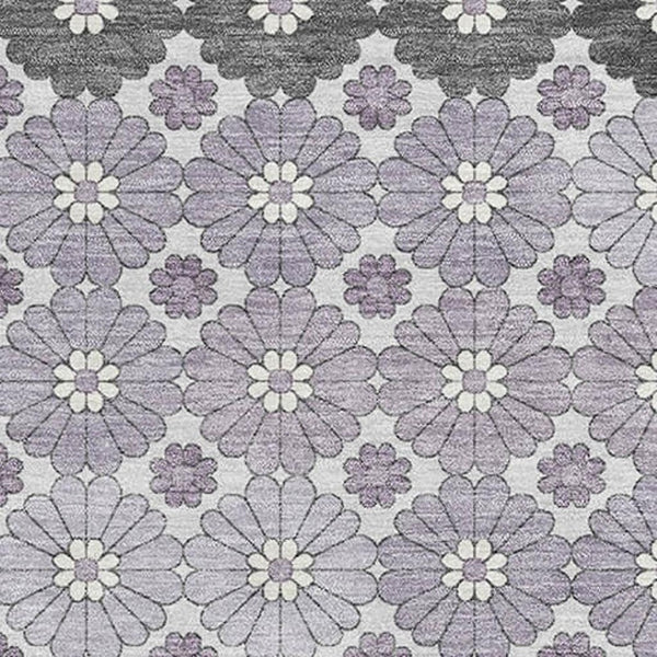 HomeRoots 9' X 12' Stylish Lavender Gray & Silver Geometric Area Rug - Washable, UV Protected & Durable Design 696871