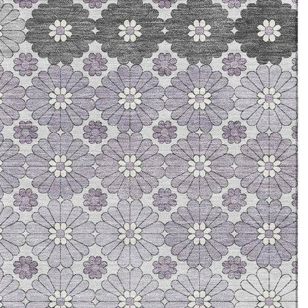 HomeRoots 9' X 12' Stylish Lavender Gray & Silver Geometric Area Rug - Washable, UV Protected & Durable Design 696871