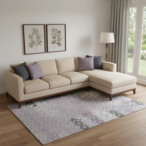 HomeRoots 10' X 14' Modern Lavender Gray & Silver Geometric Area Rug - Soft, Washable & UV Protected Design 696872