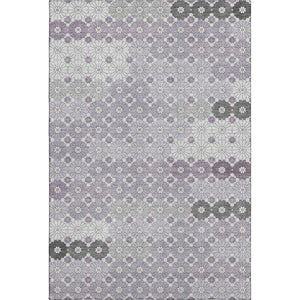 HomeRoots 10' X 14' Modern Lavender Gray & Silver Geometric Area Rug - Soft, Washable & UV Protected Design 696872