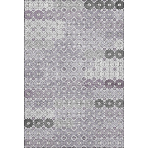 HomeRoots 10' X 14' Modern Lavender Gray & Silver Geometric Area Rug - Soft, Washable & UV Protected Design 696872