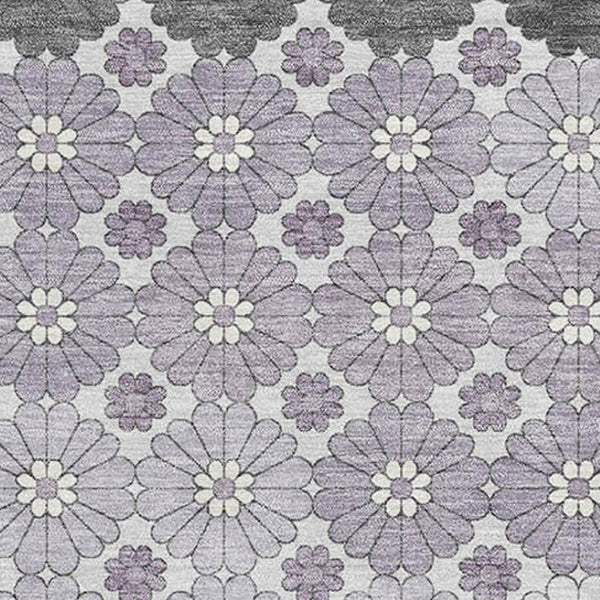 HomeRoots 10' X 14' Modern Lavender Gray & Silver Geometric Area Rug - Soft, Washable & UV Protected Design 696872