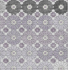 HomeRoots 10' X 14' Modern Lavender Gray & Silver Geometric Area Rug - Soft, Washable & UV Protected Design 696872
