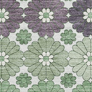HomeRoots 5' X 8' Sage Purple & Ivory Geometric Area Rug - Washable, Stain-Resistant with UV Protection! 696874