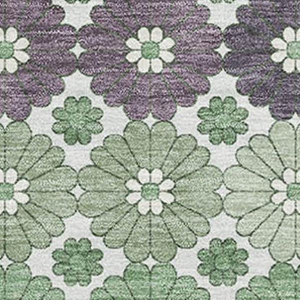 HomeRoots 5' X 8' Sage Purple & Ivory Geometric Area Rug - Washable, Stain-Resistant with UV Protection! 696874