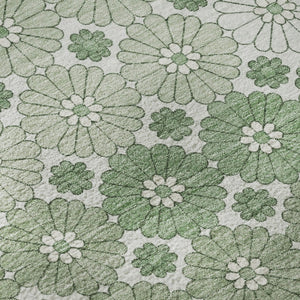 HomeRoots 8' Stylish Sage Purple & Ivory Geometric Round Rug - Washable, UV Protected, Ideal for Homes 696875