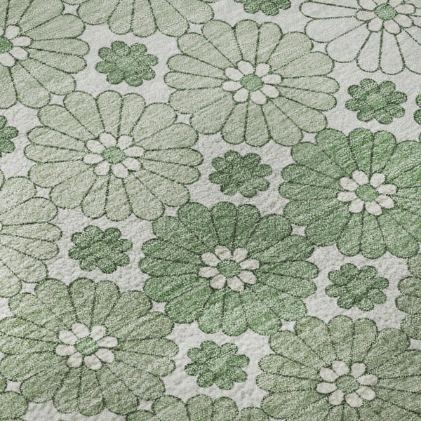HomeRoots 8' Stylish Sage Purple & Ivory Geometric Round Rug - Washable, UV Protected, Ideal for Homes 696875