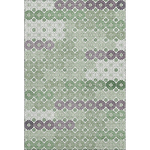 HomeRoots 9' X 12' Sage Purple & Ivory Geometric Washable Area Rug - Stain Resistant, UV Protected & Stylish 696877