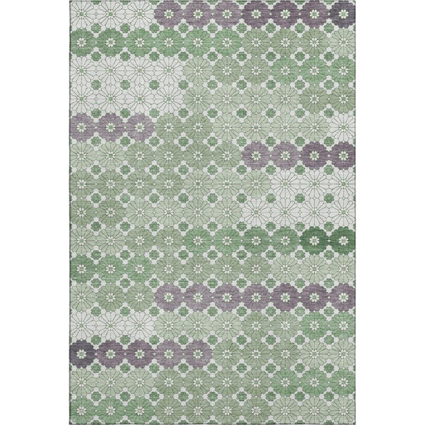 HomeRoots 9' X 12' Sage Purple & Ivory Geometric Washable Area Rug - Stain Resistant, UV Protected & Stylish 696877