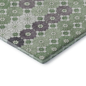 HomeRoots 9' X 12' Sage Purple & Ivory Geometric Washable Area Rug - Stain Resistant, UV Protected & Stylish 696877