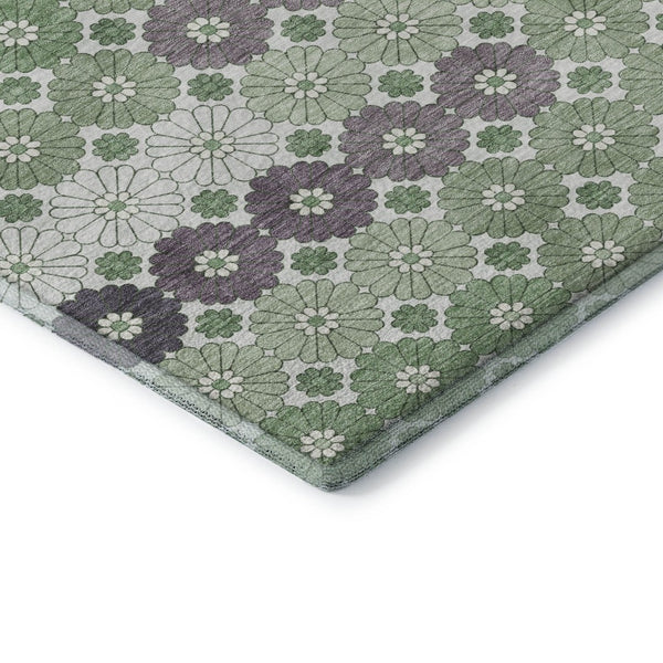 HomeRoots 9' X 12' Sage Purple & Ivory Geometric Washable Area Rug - Stain Resistant, UV Protected & Stylish 696877