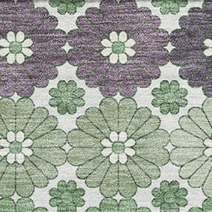 HomeRoots 9' X 12' Sage Purple & Ivory Geometric Washable Area Rug - Stain Resistant, UV Protected & Stylish 696877