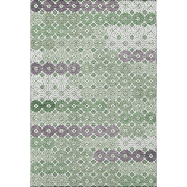 HomeRoots 9' X 12' Sage Purple & Ivory Geometric Washable Area Rug - Stain Resistant, UV Protected & Stylish 696877