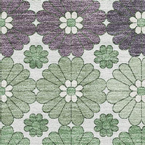 HomeRoots 10' X 14' Sage Purple & Ivory Geometric Area Rug - Washable, UV Protected, Stylish & Durable Design 696878
