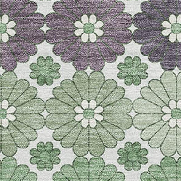 HomeRoots 10' X 14' Sage Purple & Ivory Geometric Area Rug - Washable, UV Protected, Stylish & Durable Design 696878