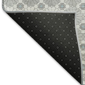 HomeRoots 5' X 8' Stylish Silver Gray & Blue Geometric Area Rug - Washable, UV Protected, Durable Design! 696880