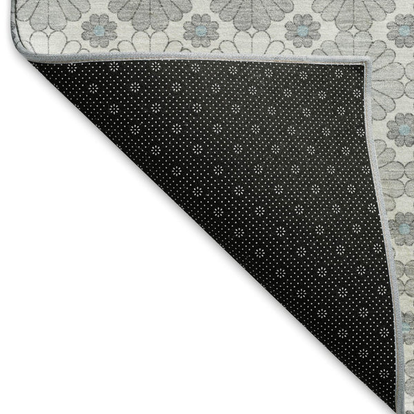 HomeRoots 5' X 8' Stylish Silver Gray & Blue Geometric Area Rug - Washable, UV Protected, Durable Design! 696880