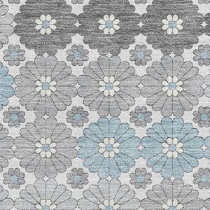 HomeRoots 5' X 8' Stylish Silver Gray & Blue Geometric Area Rug - Washable, UV Protected, Durable Design! 696880