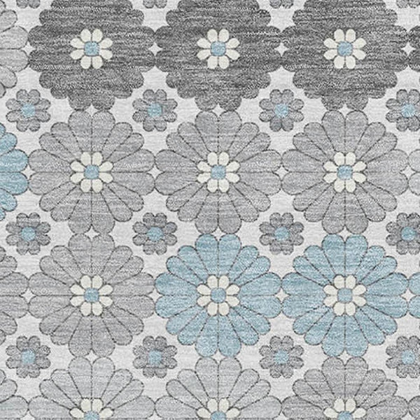 HomeRoots 5' X 8' Stylish Silver Gray & Blue Geometric Area Rug - Washable, UV Protected, Durable Design! 696880
