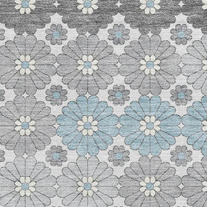 HomeRoots 8' X 10' Stylish Silver Gray & Blue Geometric Washable Area Rug with UV Protection for High Traffic 696882