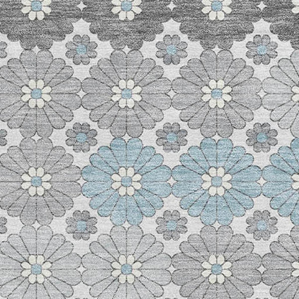 HomeRoots 8' X 10' Stylish Silver Gray & Blue Geometric Washable Area Rug with UV Protection for High Traffic 696882
