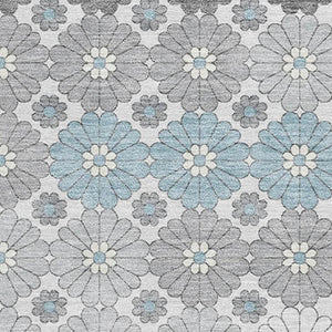 HomeRoots 10' Modern Silver Gray and Blue Geometric Washable Area Rug - UV Protected, Stain-Resistant Design! 696884
