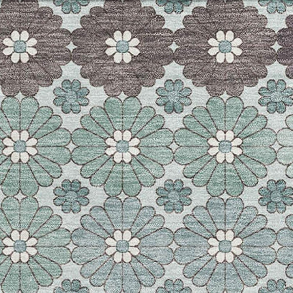 HomeRoots 8' X 10' Stylish Teal Gray and Silver Geometric Area Rug - Washable, Stain Resistant & UV Protected! 696888