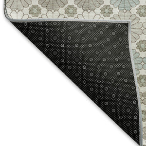 HomeRoots 9' X 12' Stylish Taupe Beige & Teal Geometric Rug - Washable, UV Protection & Stain Resistant Design! 696895