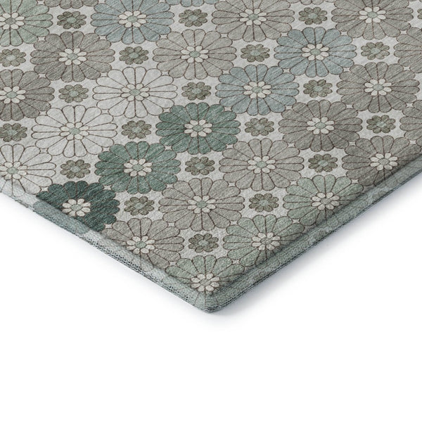 HomeRoots 9' X 12' Stylish Taupe Beige & Teal Geometric Rug - Washable, UV Protection & Stain Resistant Design! 696895