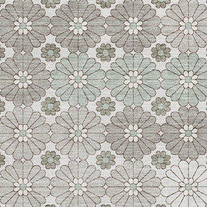 HomeRoots 9' X 12' Stylish Taupe Beige & Teal Geometric Rug - Washable, UV Protection & Stain Resistant Design! 696895