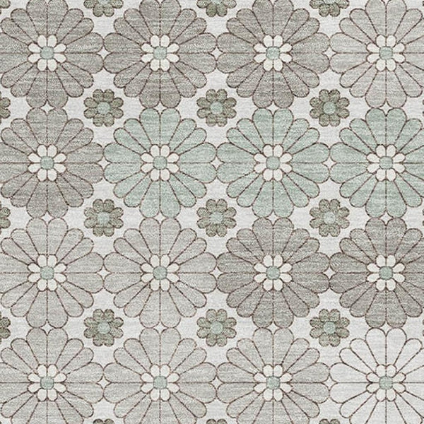 HomeRoots 9' X 12' Stylish Taupe Beige & Teal Geometric Rug - Washable, UV Protection & Stain Resistant Design! 696895