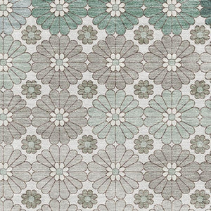 HomeRoots 10' Contemporary Taupe Beige & Teal Geometric Washable Area Rug with UV Protection for Families 696896