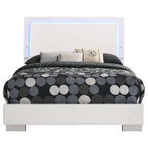 English Elm Felicity White High Gloss Full Led Panel Bed - Modern Design With Ambient Lighting & Sturdy Support B062S00864