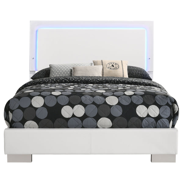English Elm Felicity White High Gloss Full Led Panel Bed - Modern Design With Ambient Lighting & Sturdy Support B062S00864