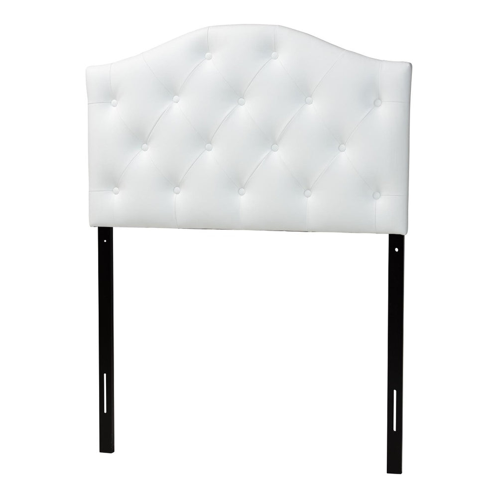 Baxton Studio Baxton Myra Twin Size Scalloped Headboard in White Faux Leather - Stylish, Durable, Easy-Clean Design BBT6505-White-Twin HB