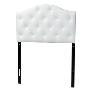 Baxton Studio Baxton Myra Twin Size Scalloped Headboard in White Faux Leather - Stylish, Durable, Easy-Clean Design BBT6505-White-Twin HB