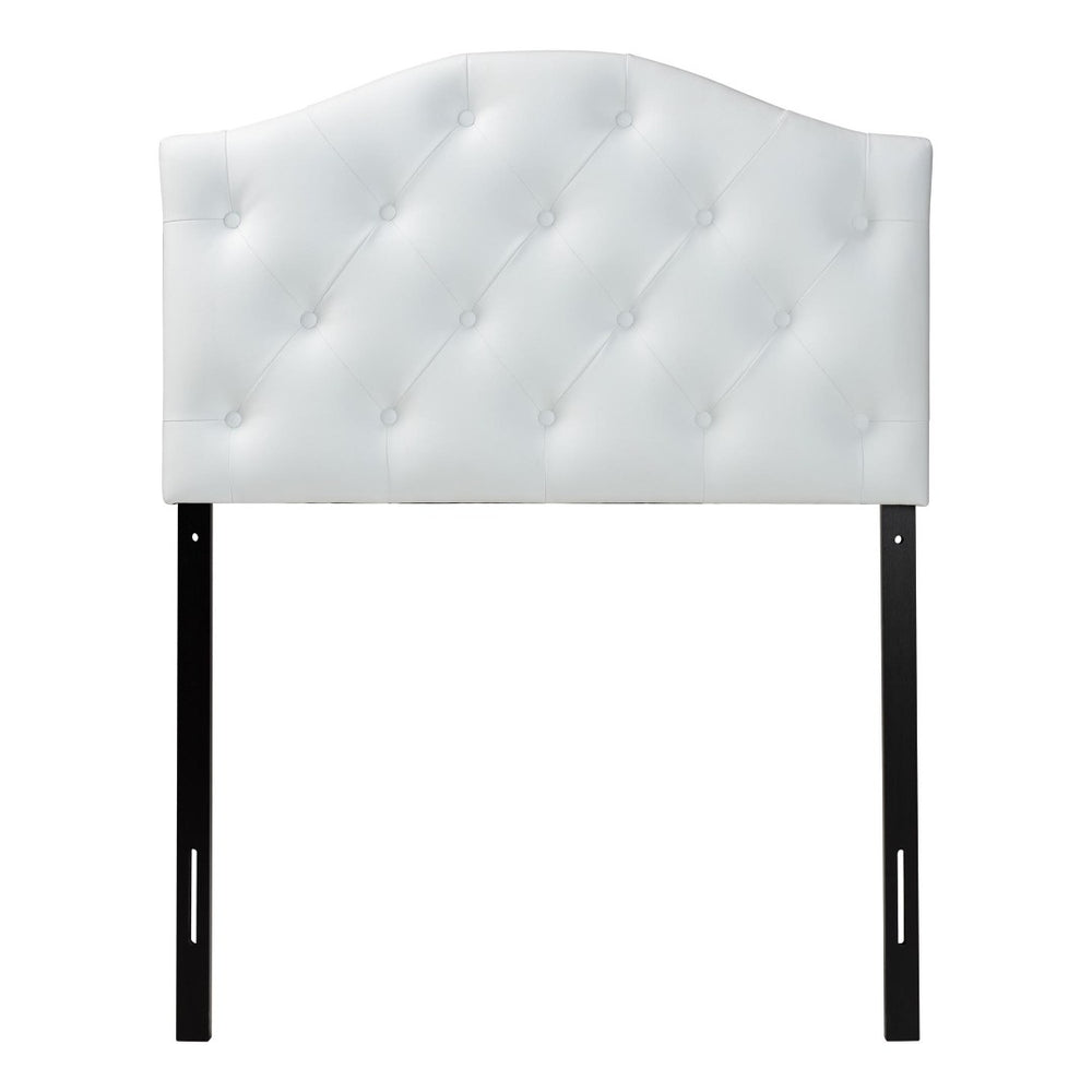 Baxton Studio Baxton Myra Twin Size Scalloped Headboard in White Faux Leather - Stylish, Durable, Easy-Clean Design BBT6505-White-Twin HB