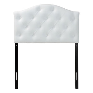 Baxton Studio Baxton Myra Twin Size Scalloped Headboard in White Faux Leather - Stylish, Durable, Easy-Clean Design BBT6505-White-Twin HB