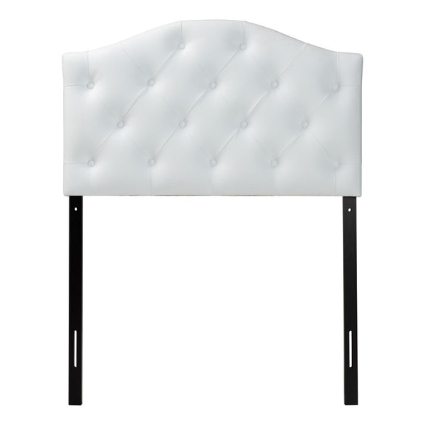 Baxton Studio Baxton Myra Twin Size Scalloped Headboard in White Faux Leather - Stylish, Durable, Easy-Clean Design BBT6505-White-Twin HB