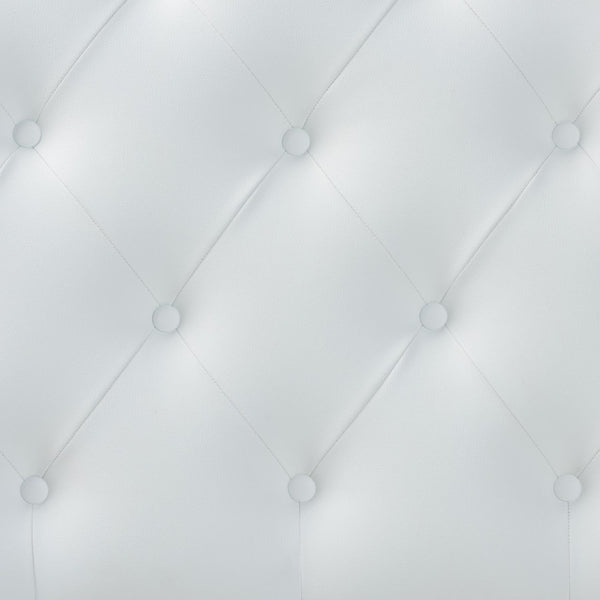 Baxton Studio Baxton Myra Twin Size Scalloped Headboard in White Faux Leather - Stylish, Durable, Easy-Clean Design BBT6505-White-Twin HB