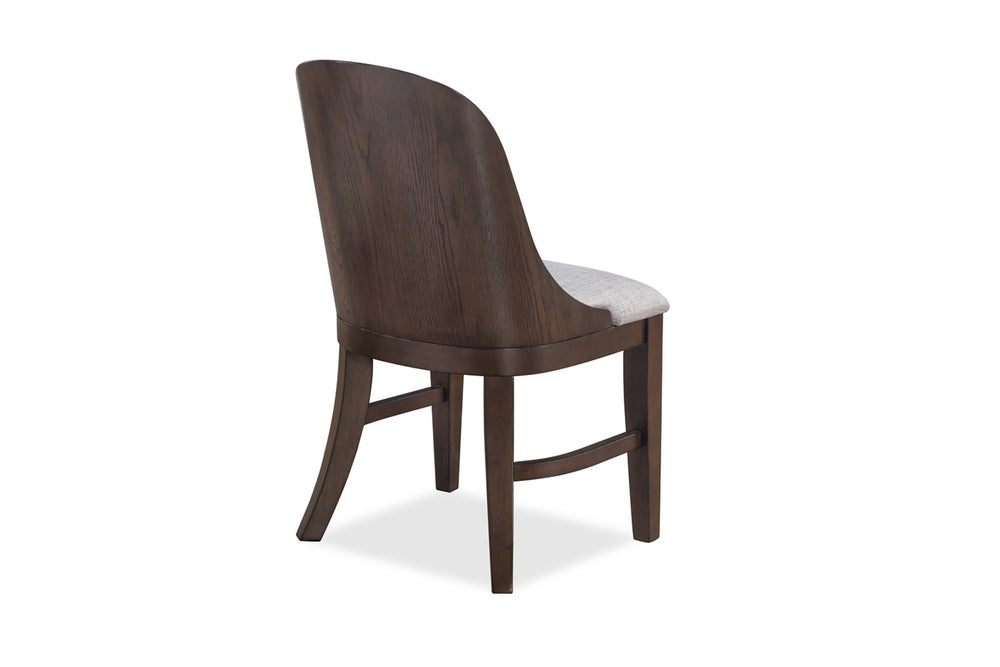 English Elm 2pc Mid-Century Modern Upholstered Dining Chairs, Barrel Back Comfort, Brown Walnut Wood Frame, Set of 2 B011P263741