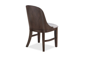 English Elm 2pc Mid-Century Modern Upholstered Dining Chairs, Barrel Back Comfort, Brown Walnut Wood Frame, Set of 2 B011P263741