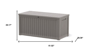 HomeRoots 61" Light Brown Water-Resistant Deck Box for Outdoor Storage, Seating & Stylish Patio Decor 696928