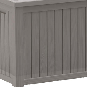HomeRoots 61" Light Brown Water-Resistant Deck Box for Outdoor Storage, Seating & Stylish Patio Decor 696928