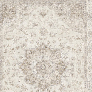 HomeRoots 8' Ivory and Brown Floral Medallion Area Rug - Durable, Washable Design for Timeless Elegance in Any Room 8' X 10' 696939