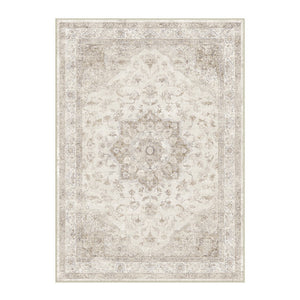 HomeRoots 8' Ivory and Brown Floral Medallion Area Rug - Durable, Washable Design for Timeless Elegance in Any Room 8' X 10' 696939