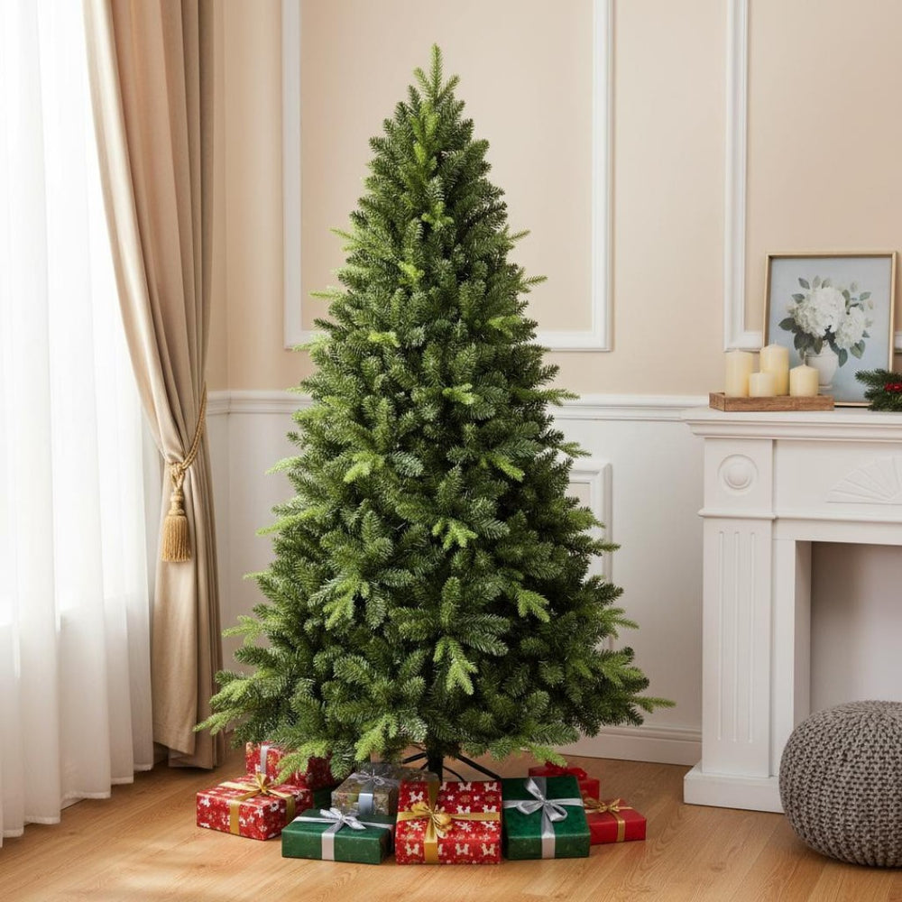 HomeRoots 6' Full Lifelike Spruce Christmas Tree - Classic Holiday Decor with 1,339 Branch Tips for Festive Charm 696942